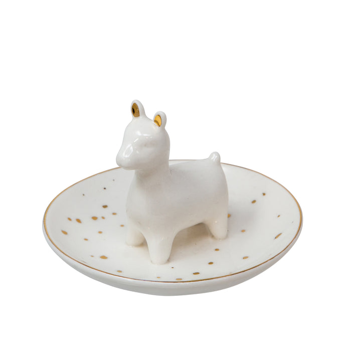 Plateau à babioles lama en céramique - blanc