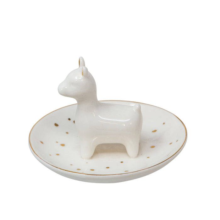 Plateau à babioles lama en céramique - blanc