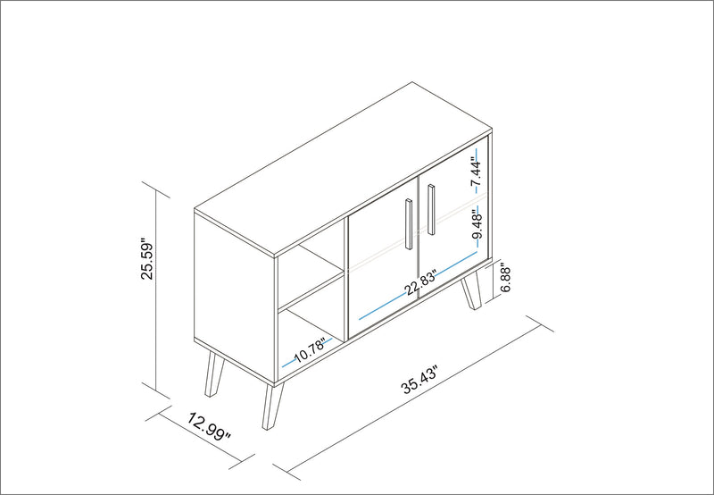 Desserte Amsterdam de Manhattan Comfort de 35,43 po de style moderne du milieu du 20e siècle avec 4 tablettes - blanche