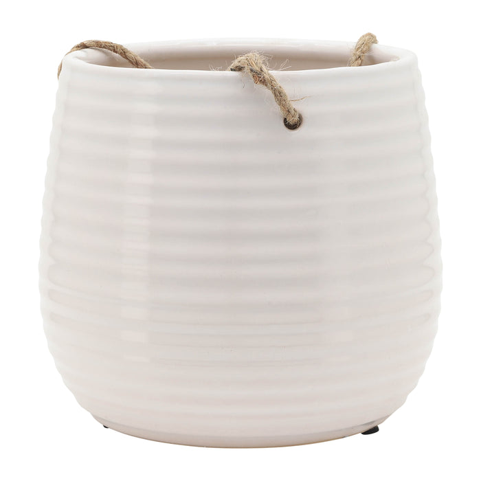 Cache-pot suspendu de 6 po en céramique - blanc