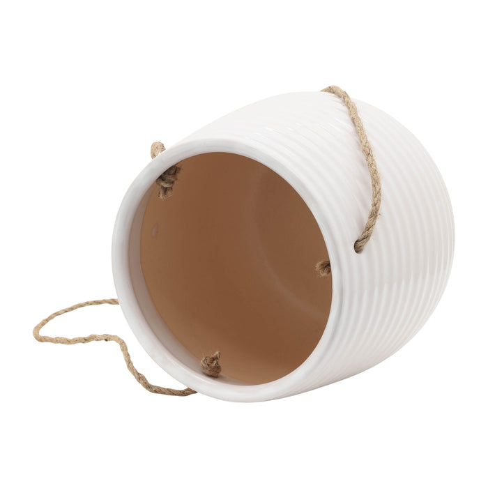 Cache-pot suspendu de 6 po en céramique - blanc