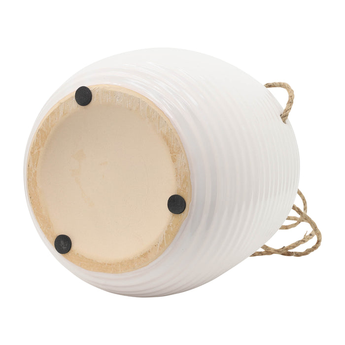 Cache-pot suspendu de 6 po en céramique - blanc