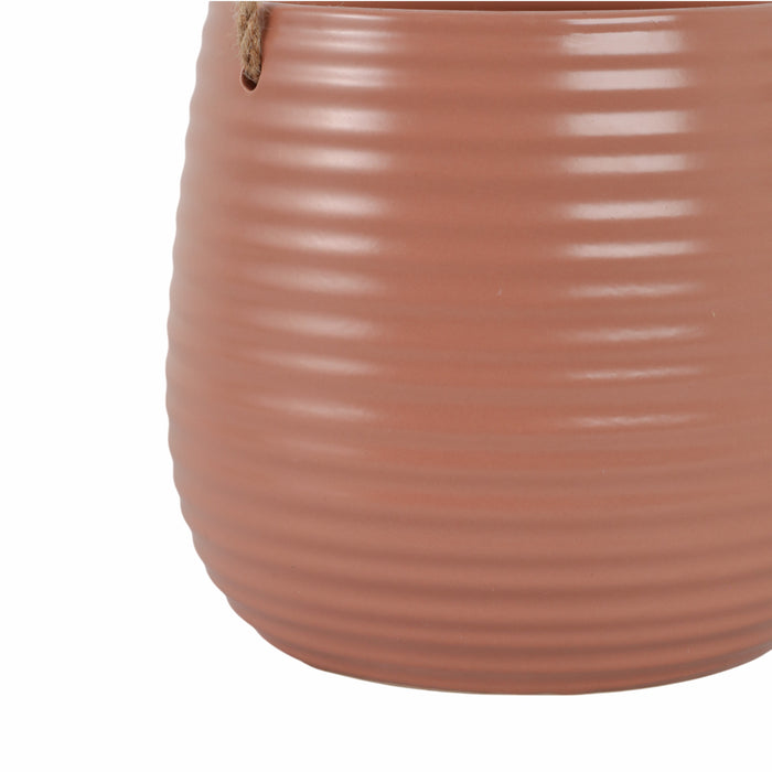 Cache-pot suspendu de 6 po en céramique - rose cendré