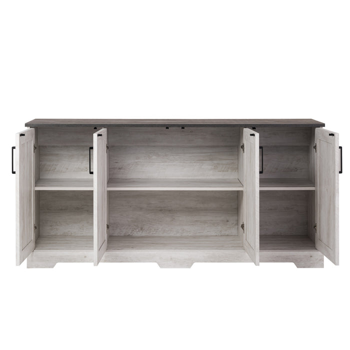 Console Rustic Ridge de Prepac à 4 portes - blanc délavé
