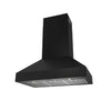 Hotte de cuisinière murale professionnelle de style pyramidal Thor Kitchen de 36 po - noire - TRH36PB
