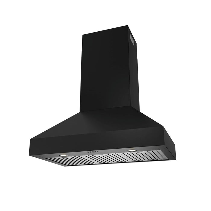 Hotte de cuisinière murale professionnelle de style pyramidal Thor Kitchen de 36 po - noire - TRH36PB