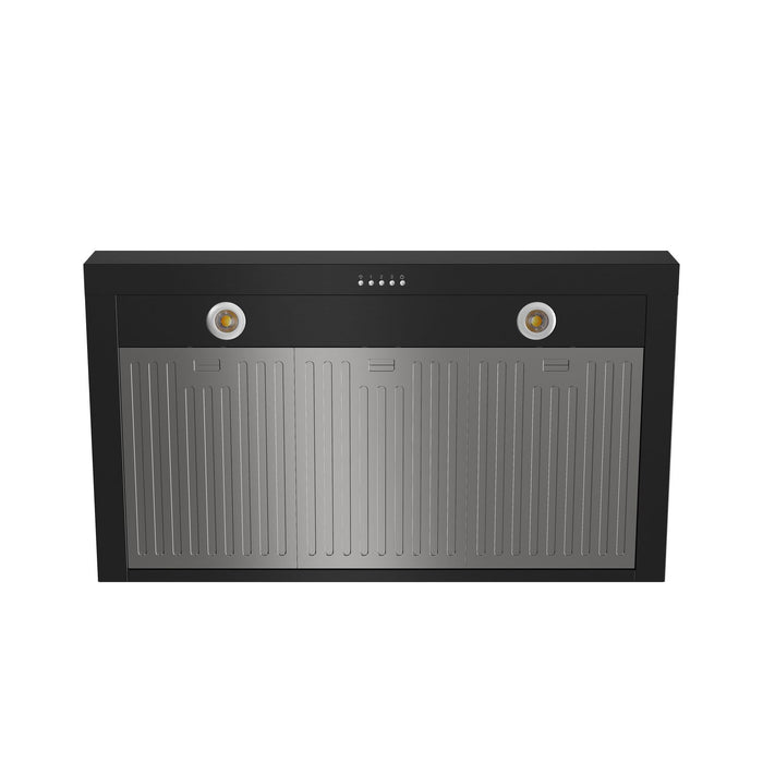 Hotte de cuisinière murale professionnelle de style pyramidal Thor Kitchen de 36 po - noire - TRH36PB
