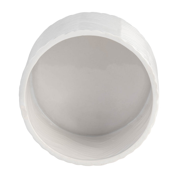 Cache-pot à chevrons de 6 po en céramique avec support en bois - blanc