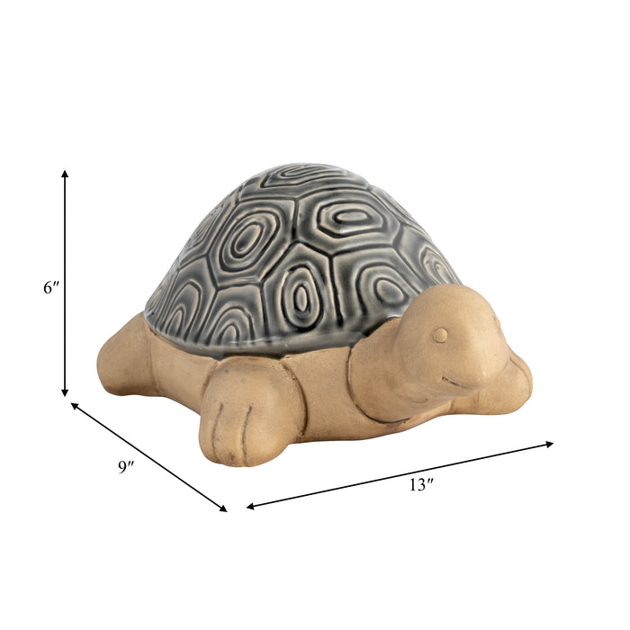 Tortue de 13 po en céramique - grise
