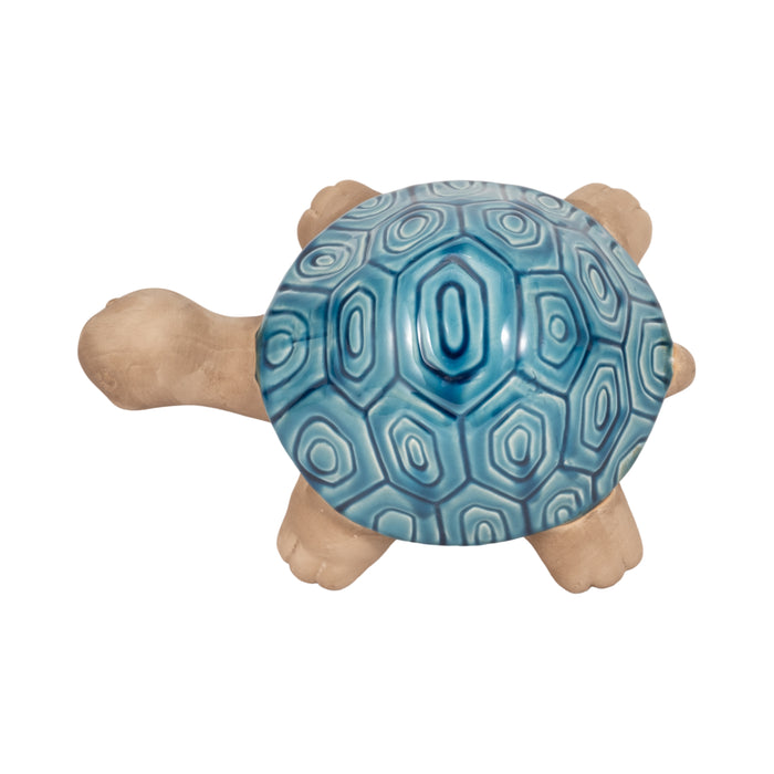 Tortue de 13 po en céramique - turquoise