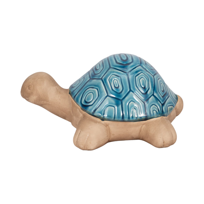 Tortue de 13 po en céramique - turquoise