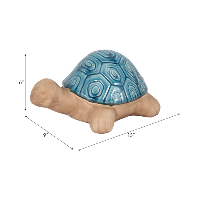 Tortue de 13 po en céramique - turquoise