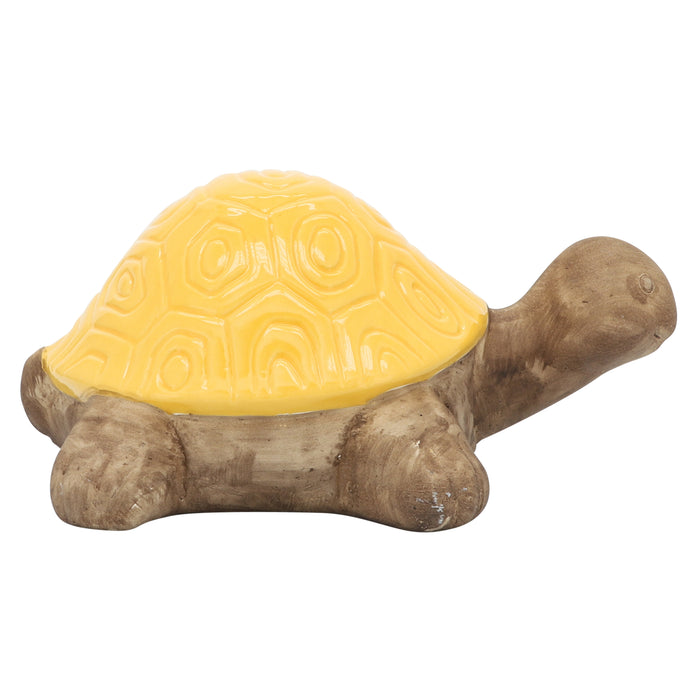 Tortue de 13 po en céramique - jaune