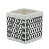 Porte-crayon carré de 4 po en céramique à motif quadrillé - noir et blanc