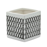 Porte-crayon carré de 4 po en céramique à motif quadrillé - noir et blanc