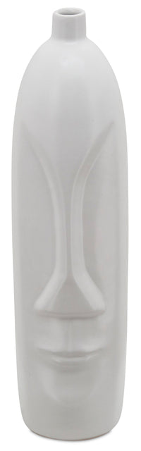 Vase en céramique blanche de 18 po avec visage