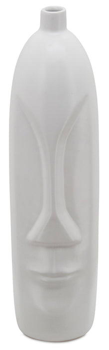 Vase en céramique blanche de 18 po avec visage