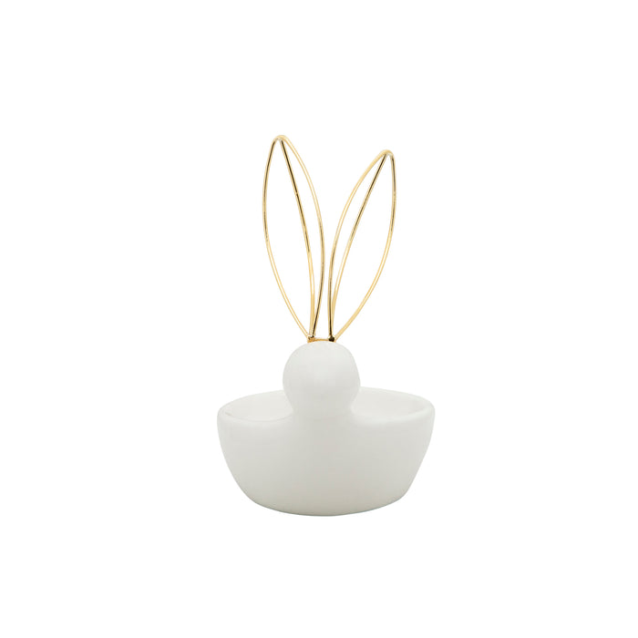 Plateau à babioles lapin en céramique - blanc