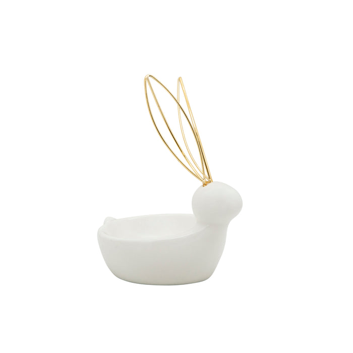 Plateau à babioles lapin en céramique - blanc