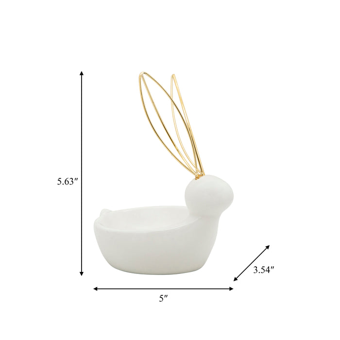 Plateau à babioles lapin en céramique - blanc