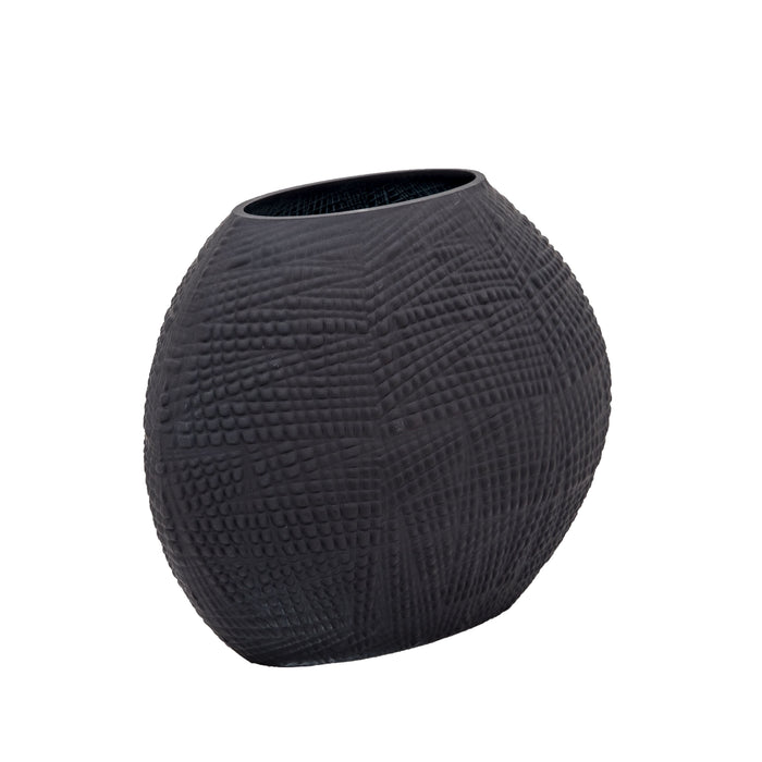 Vase texturé de 8 po en verre - noir