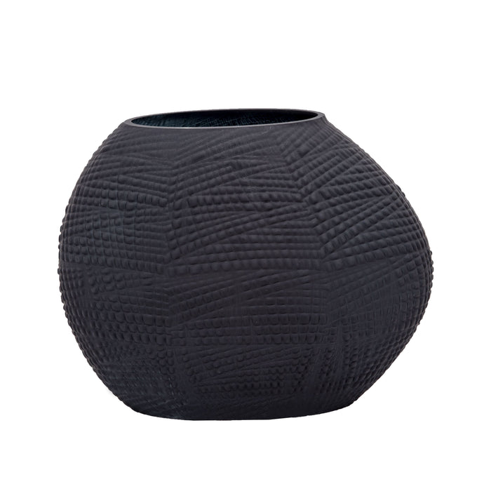 Vase texturé de 8 po en verre - noir