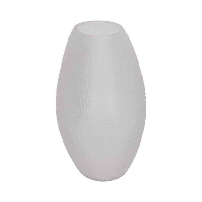 Vase texturé de 8 po en verre - blanc givré