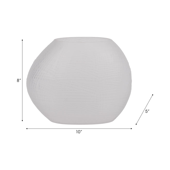 Vase texturé de 8 po en verre - blanc givré