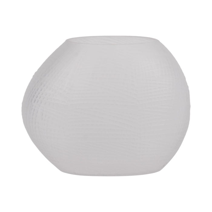 Vase texturé de 8 po en verre - blanc givré