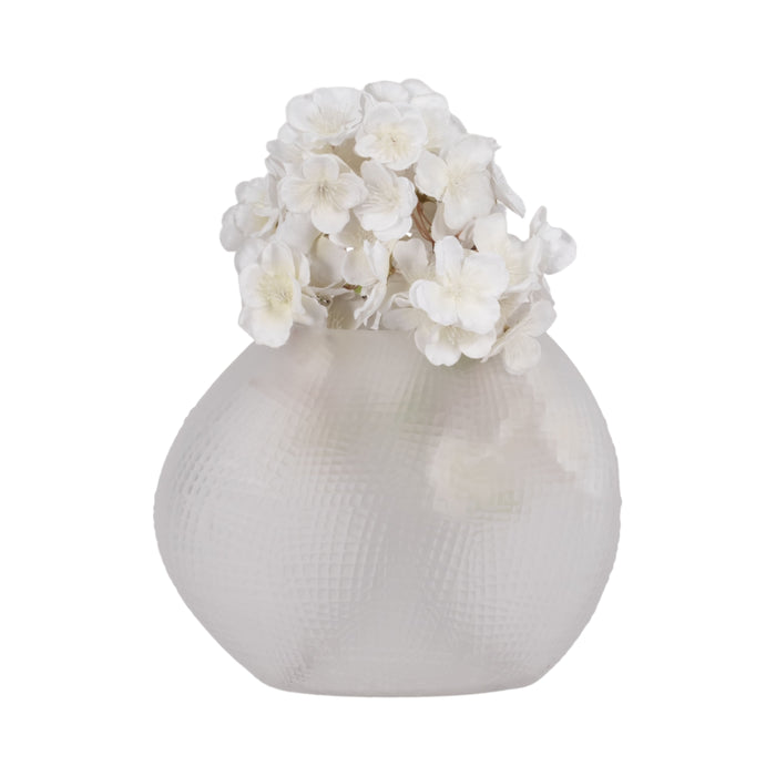 Vase texturé de 8 po en verre - blanc givré