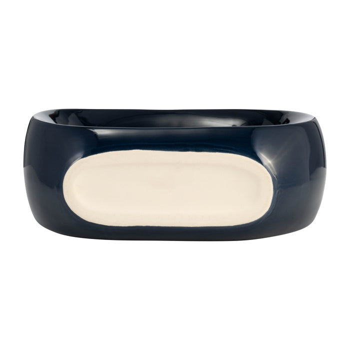 Vase ovale de 11 po en céramique - bleu marine