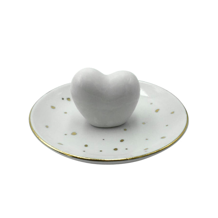 Plateau à babioles cœur en céramique - blanc
