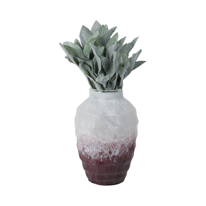 Vase en verre rose tendre de 12 po