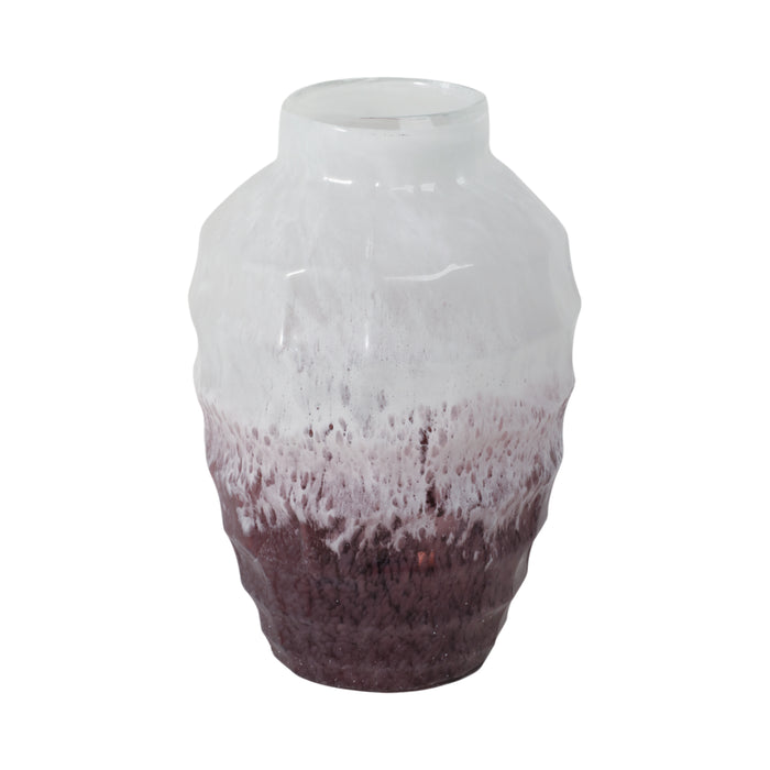Vase en verre rose tendre de 12 po