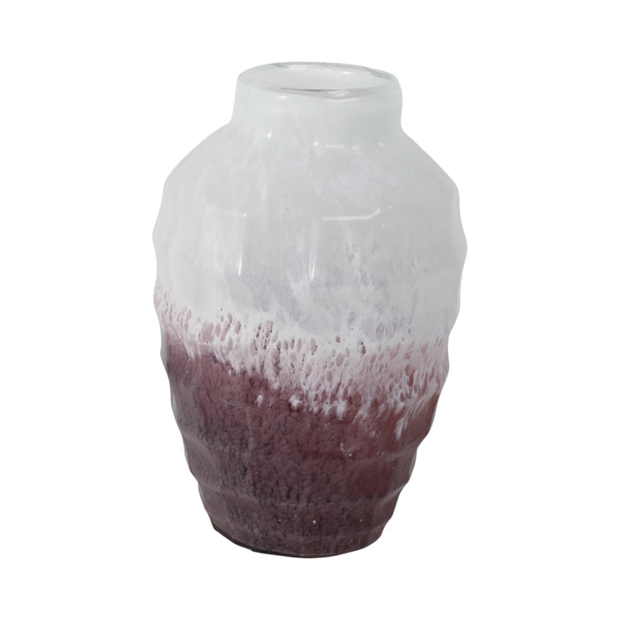 Vase en verre rose tendre de 12 po