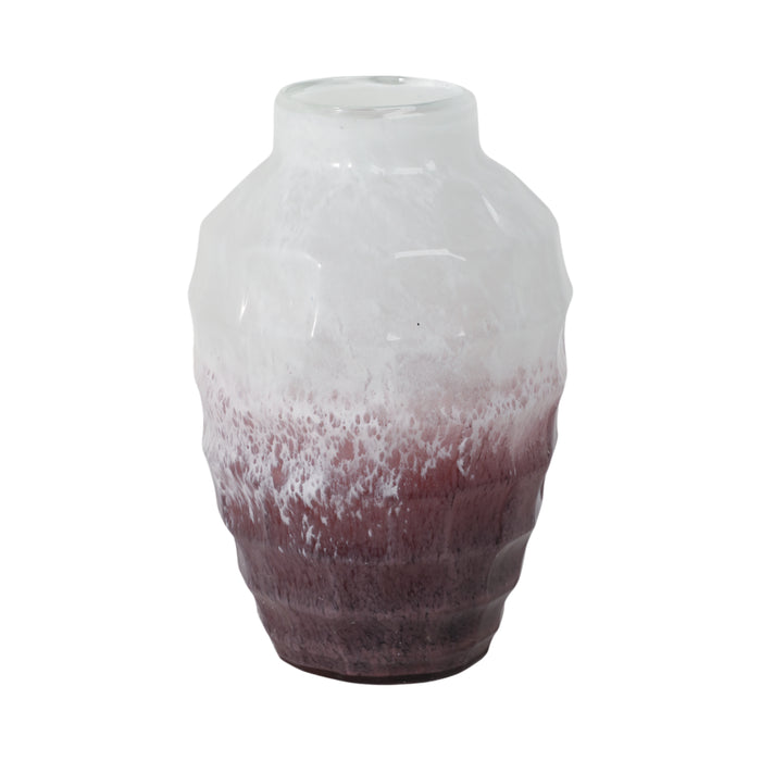 Vase en verre rose tendre de 12 po