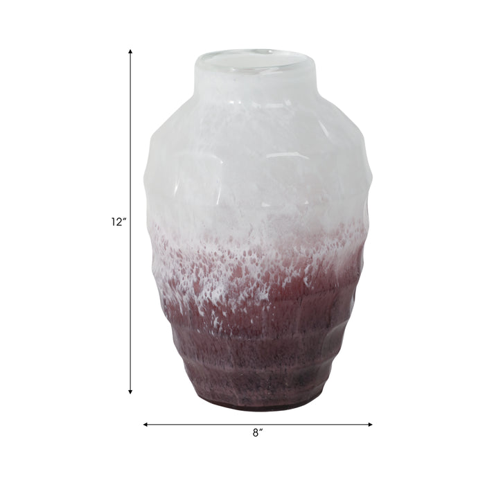 Vase deux couleurs de 12 po en verre - rose tendre