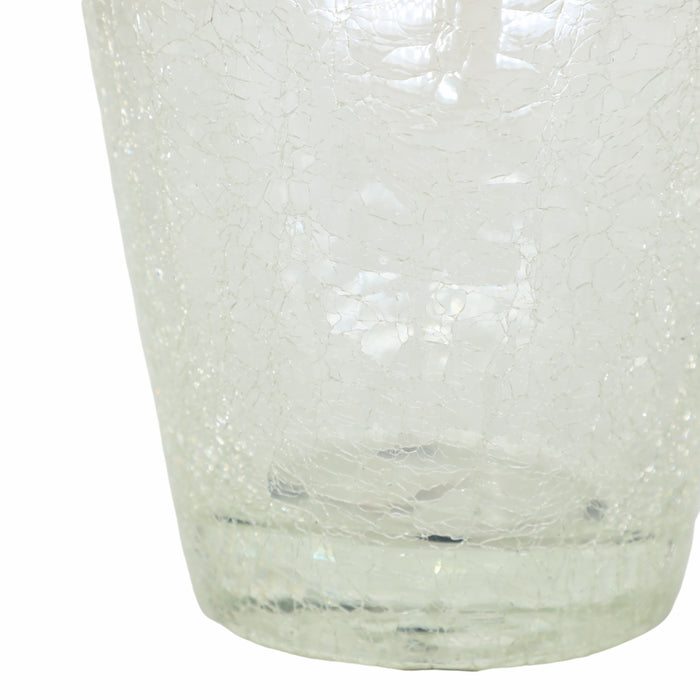 Vase de 17 po en verre transparent à effet craquelé