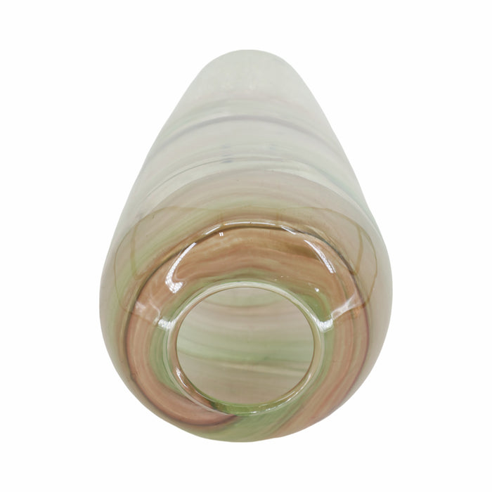 Vase de 17 po en verre transparent à effet craquelé
