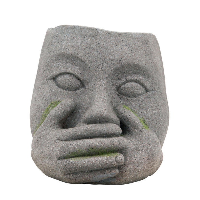 Cache-pot « No Speak » de 9 po en résine - gris