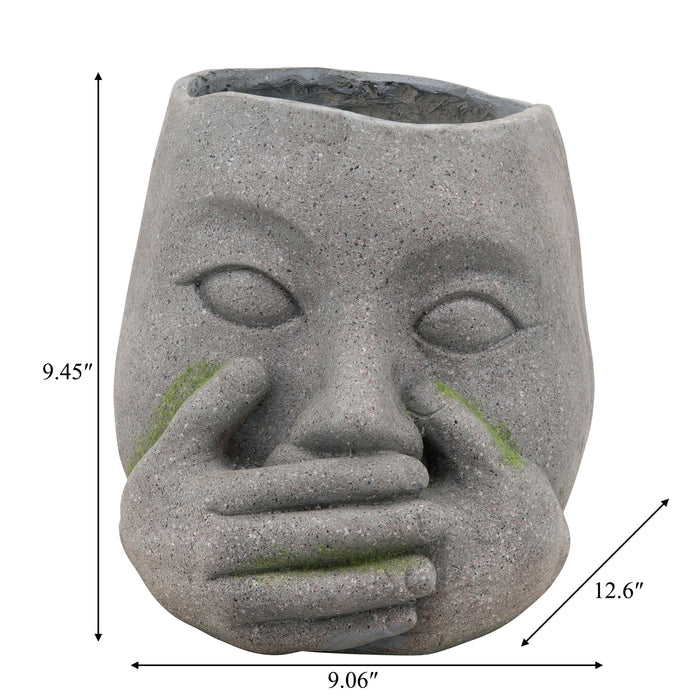 Cache-pot « No Speak » de 9 po en résine - gris