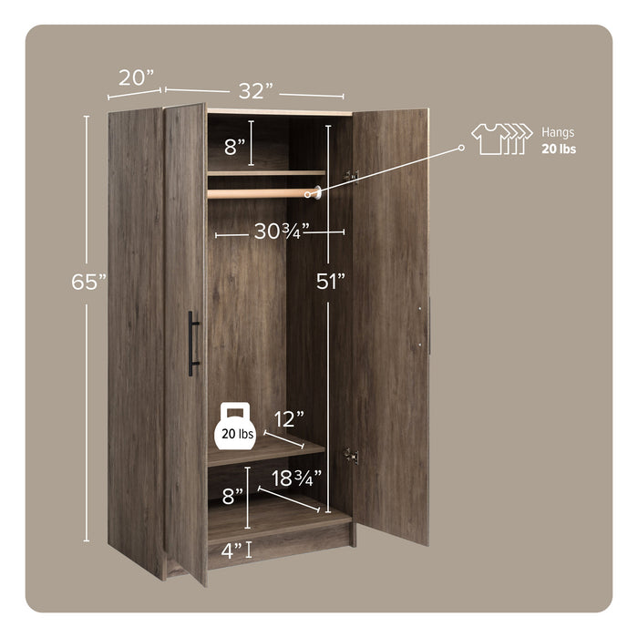 Armoire-penderie Elite de 32 po - gris délavé