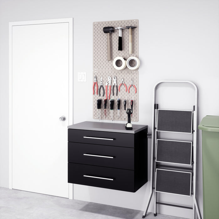 Armoire de plancher HangUps à 3 tiroirs avec rangement - noire