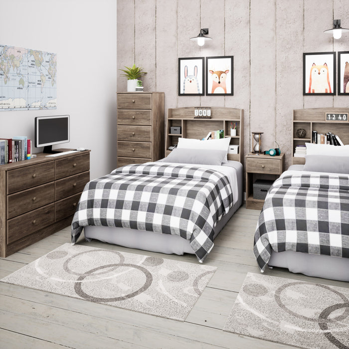 Commode verticale haute Astrid à 6 tiroirs - gris délavé