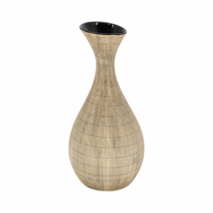 Vase Sorori de 13 po en céramique - beige