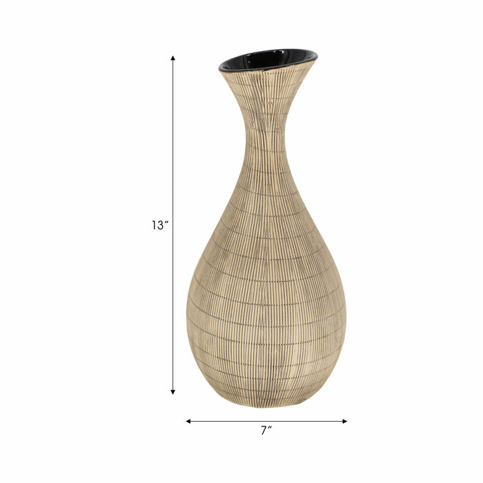 Vase Sorori de 13 po en céramique - beige