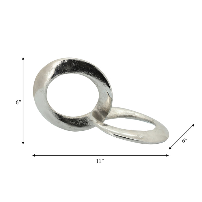 Maillons circulaires de 11 po en métal - argentés