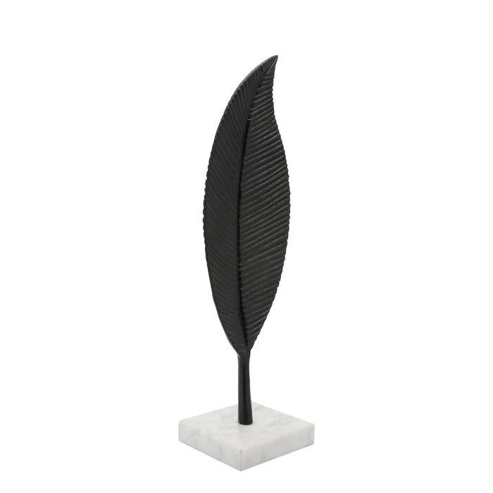 Décoration de table feuille de 19 po en métal - noire