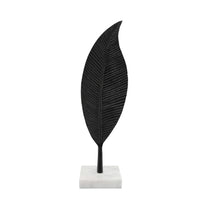 Décoration de table feuille de 19 po en métal - noire