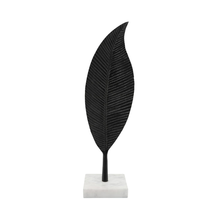 Décoration de table feuille de 19 po en métal - noire